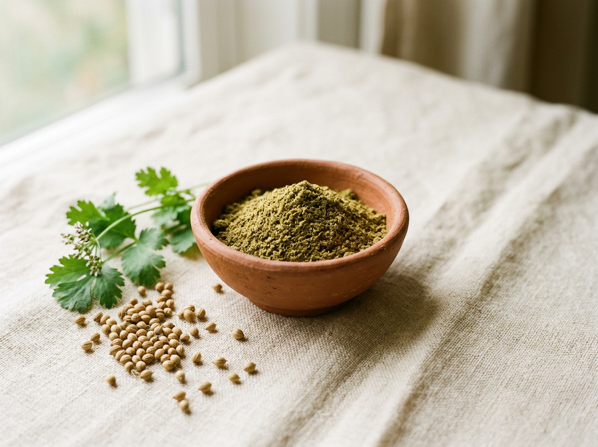 Coriander Powder in a handcrafted bowl